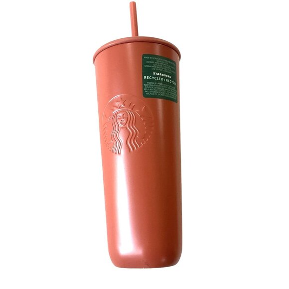 New Starbucks Recycled Stainless Steel 24 Oz Tumbler With Straw - Terracotta Col - Picture 1 of 7